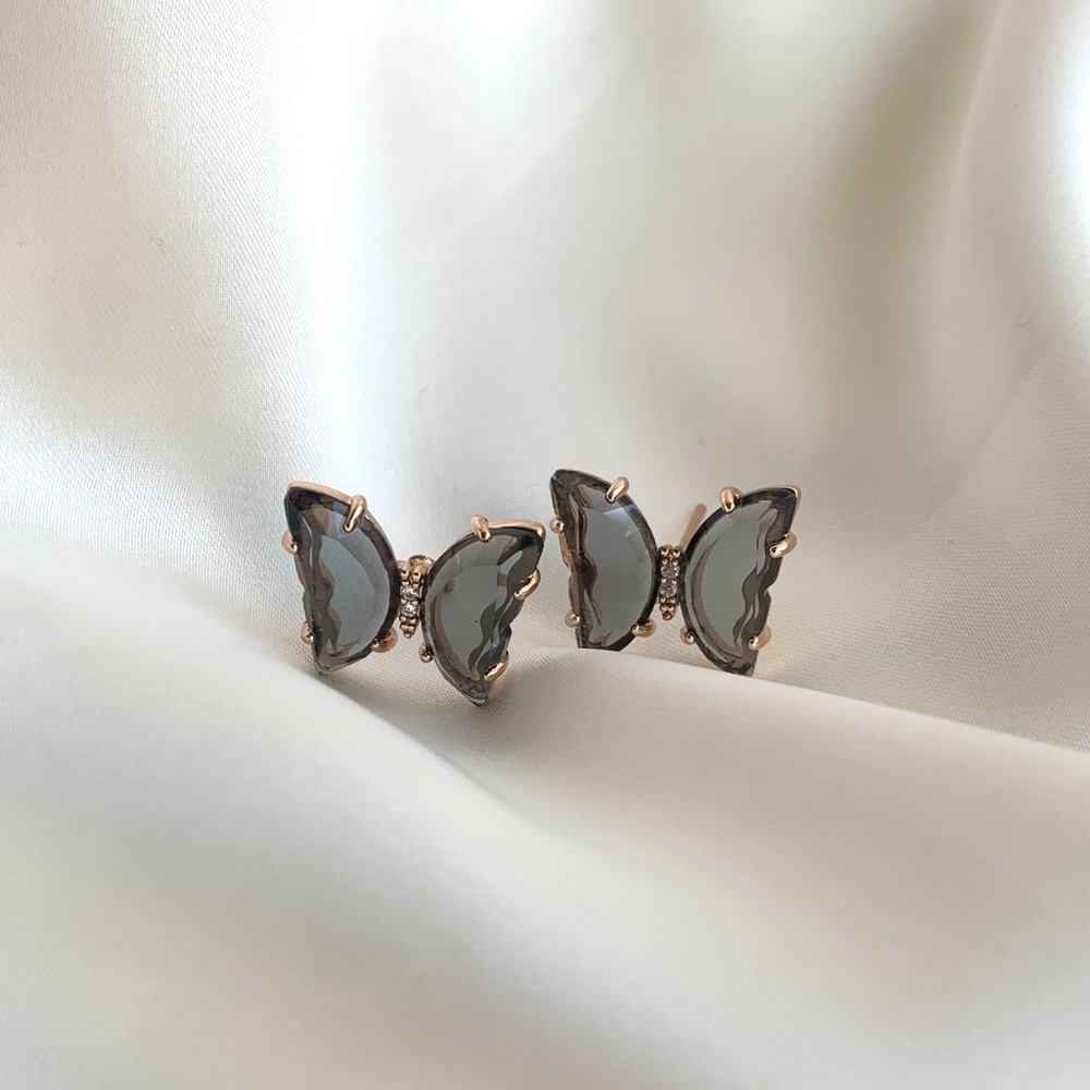 Grey Butterfly Earrings